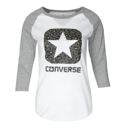 Converse T Shirts Women's White Crew Neck Moderate