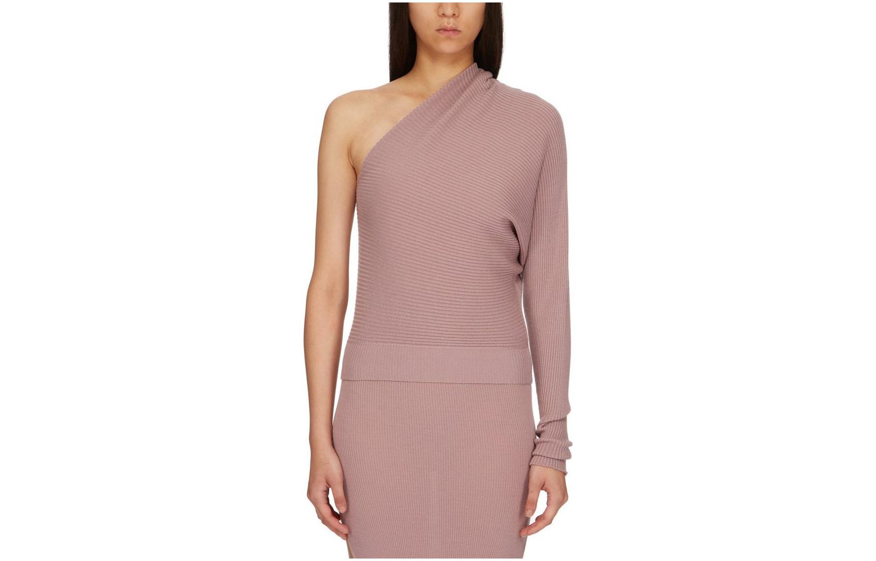 RICK OWENS/RO Lido One Sleeve Top Lightweight Ribbed Knit Knitwear Women's Pink