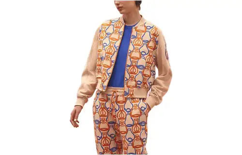 HERMES Jackets Women's Beige Baseball Collar Moderate Other