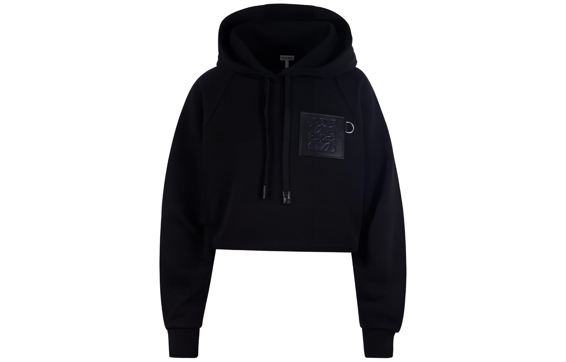 Женское худи LOEWE Cropped Hoodie (черное)