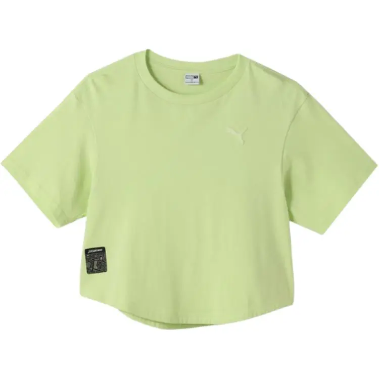 PUMA T-Shirts Women's Green Crew Neck Moderate