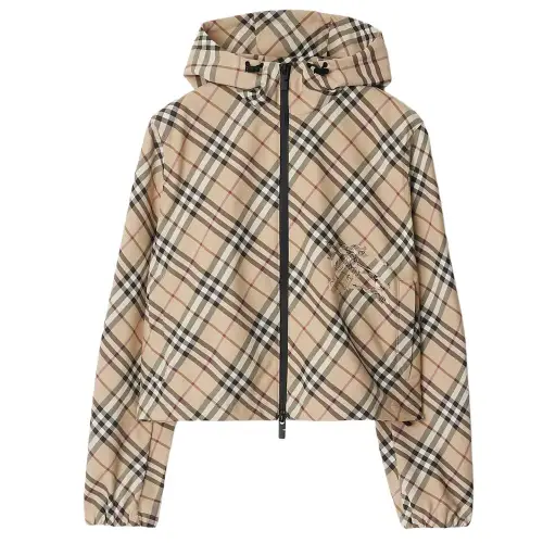Burberry Checked Hooded Zip-Up Jacket