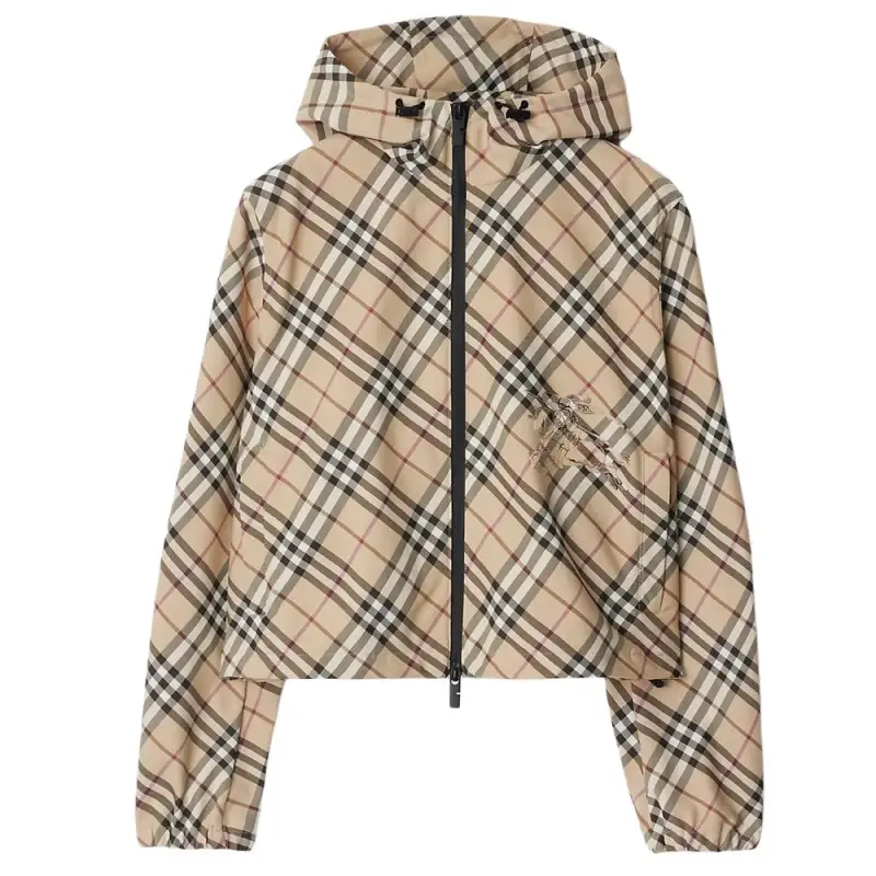 Burberry Checked Hooded Zip-Up Jacket