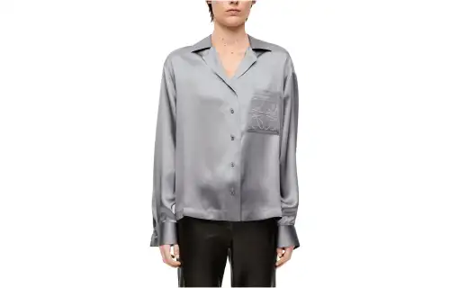 LOEWE Pyjama Blouse In Silk Shirt Women's Mouse Grey