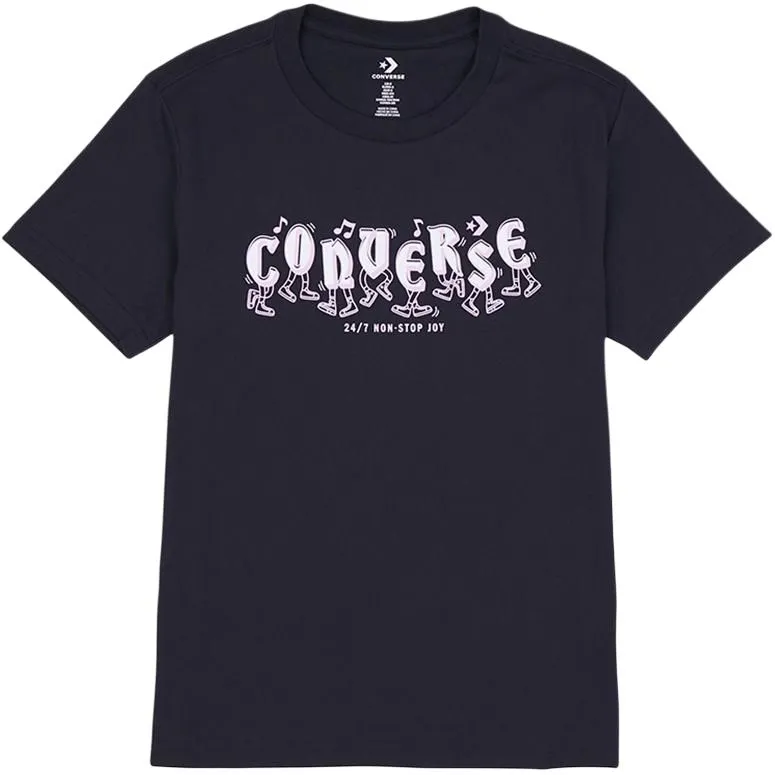 Converse T-Shirts Women's Black Crew Neck Moderate