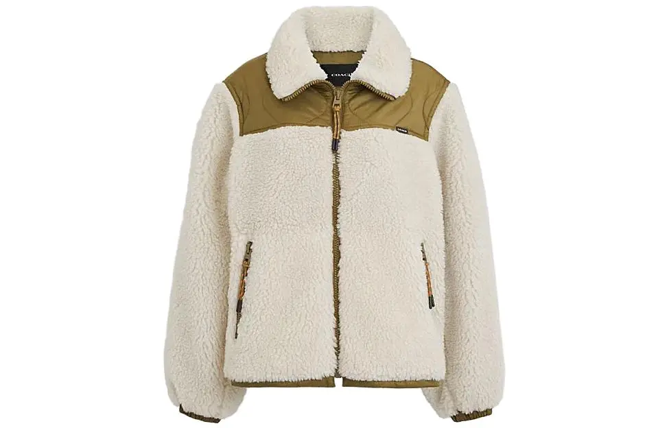 COACH Jackets Women's Cream Lapel Moderate Other