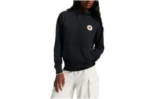Converse Y2K Heart Pullover Hoodie Sweatshirt Women's Black