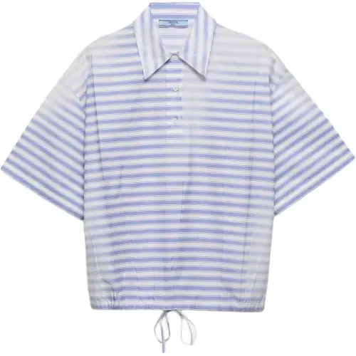 Prada striped poplin polo shirt