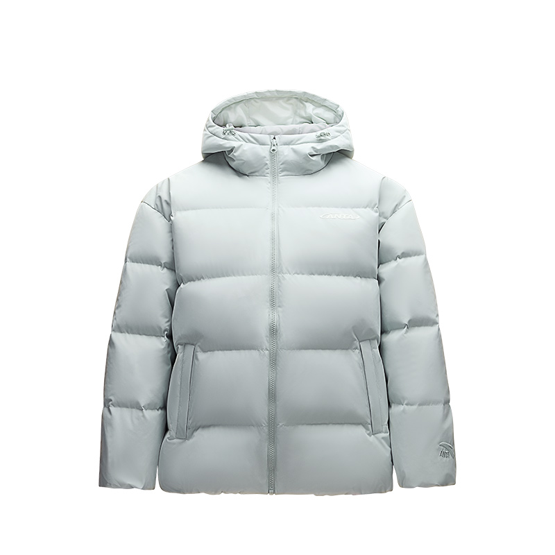 Anta Anta Sports Lifestyle Series Pioneer Series Letter Zipper Hooded Comfortable Breathable Loose Down Jacket Women's White Gray Green