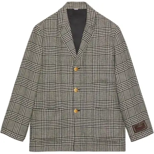 GUCCI Jackets Women's Gray Suit Collar Moderate Other