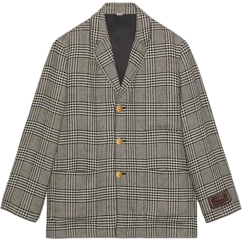 GUCCI Jackets Women's Gray Suit Collar Moderate Other