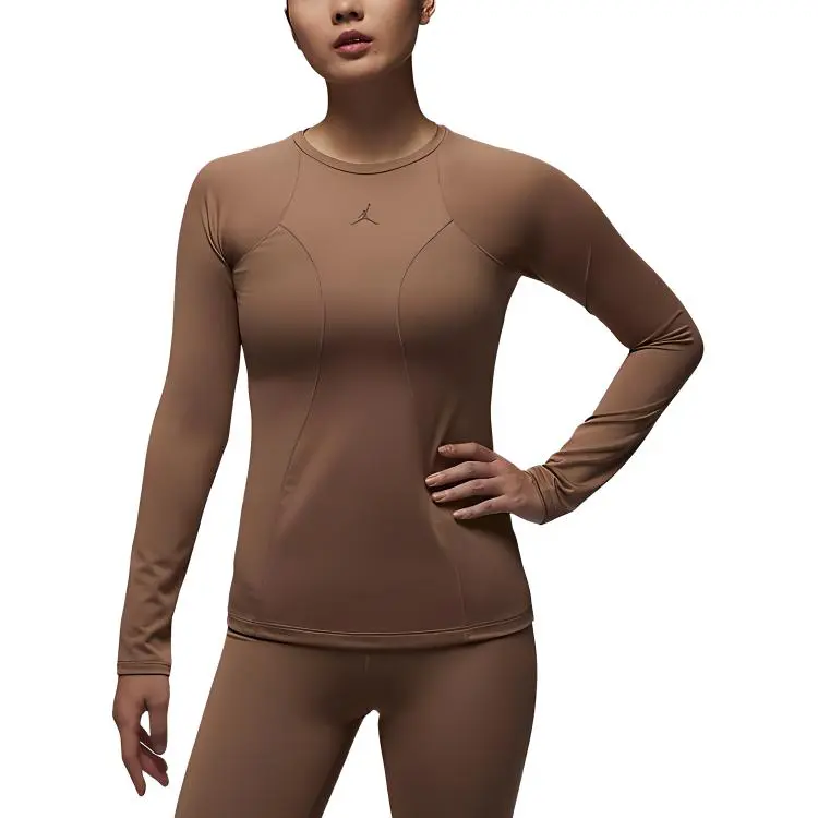 Jordan T-Shirts Women's Brown Crew Neck Moderate Nipped-in Waist