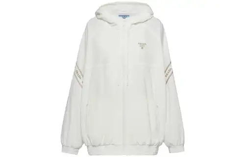 PRADA Jackets Women's White Hooded Moderate Other