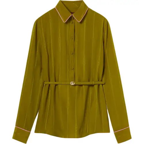 GUCCI Shirts Women's Green Pointed Collar Moderate Other