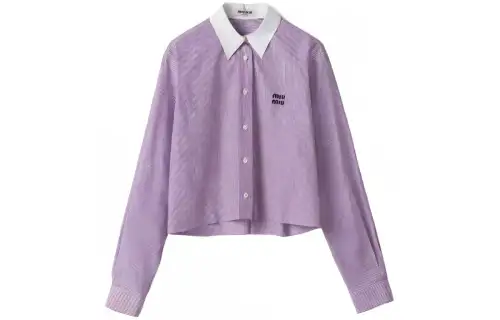 MIU MIU Shirts Women's Purple Lapel Moderate Shirt