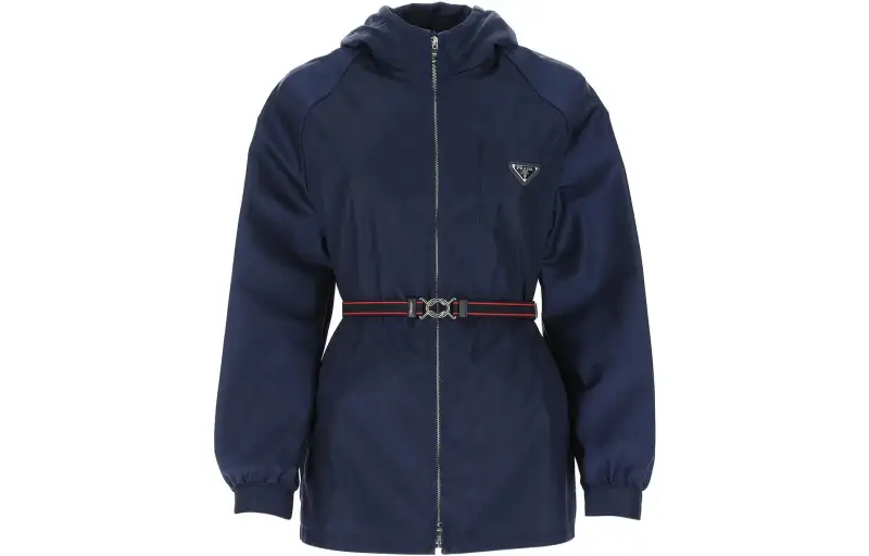 PRADA Jackets Women's Blue Hooded Moderate Other