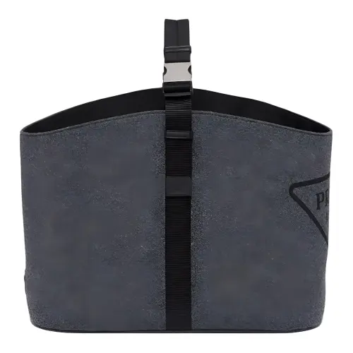 PRADA Fabric Logging Bag Handbag Women's Coal Gray