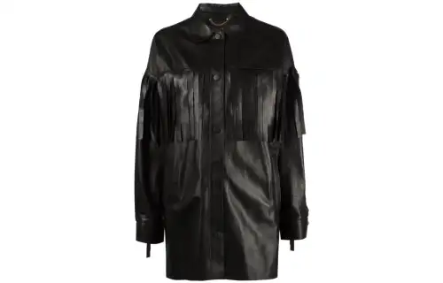 【Previous Season】fringe-trimmed leather jacket