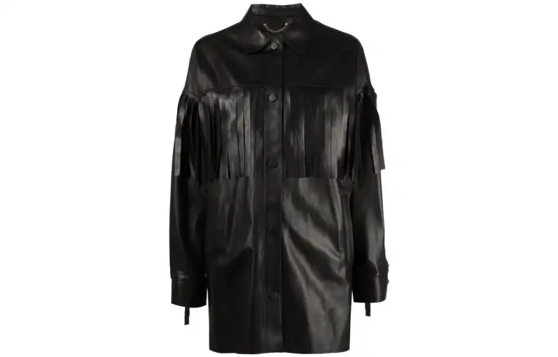 【Previous Season】fringe-trimmed leather jacket