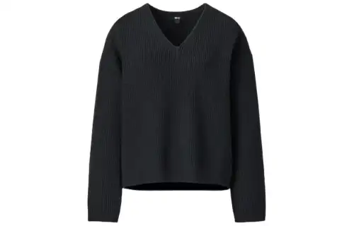 UNIQLO C Collection Knitwear Women's Black V Neck Moderate Other