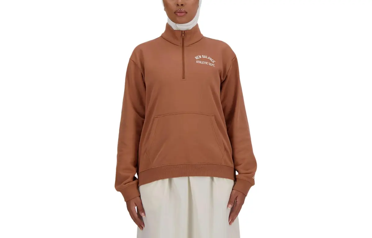 New Balance Sportswear's Greatest Hits Quarter Zip Sweatshirt Women's Walnut Brown