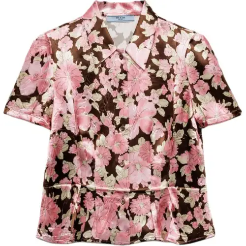 PRADA Shirts Women's Ebony Lapel Moderate Other