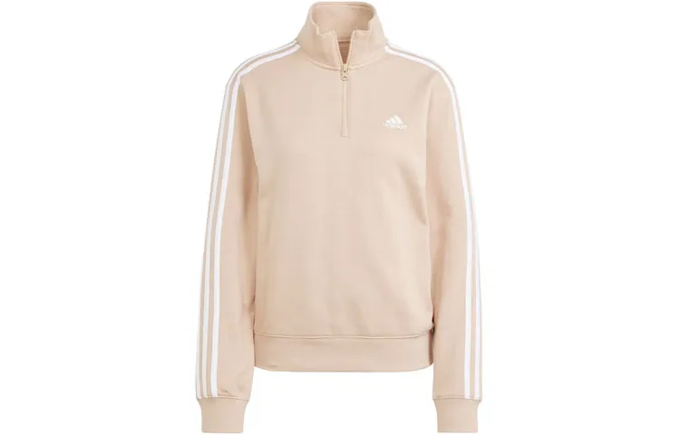 adidas Essentials Women's Quarter-Zip 3-Stripes Sweatshirt 'Magic Beige'
