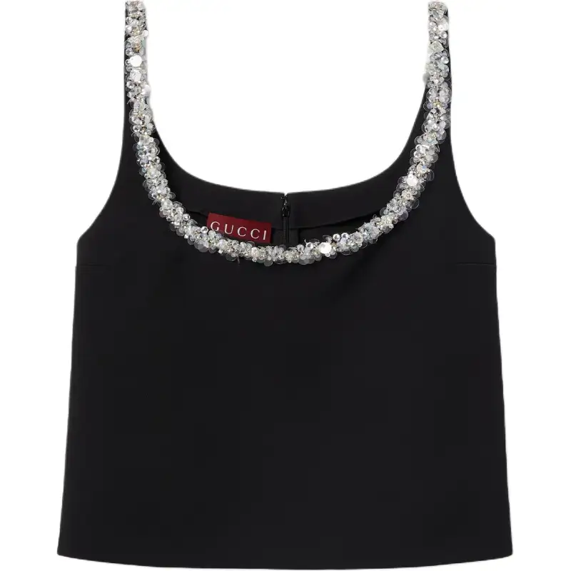 GUCCI Camisoles Women's Black U Neck Moderate Straight Fit