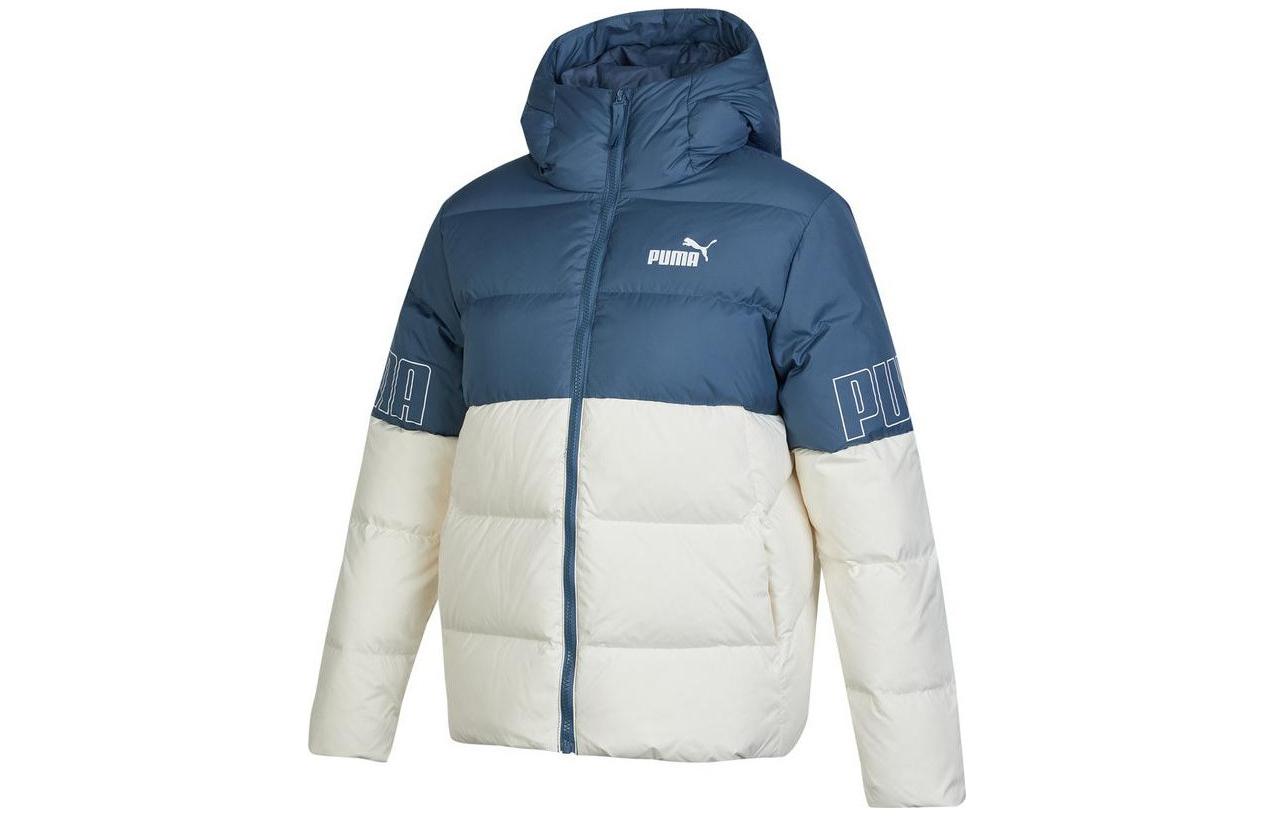 Женская куртка PUMA пуховая укороченная (бело-синяя)