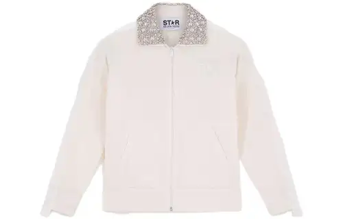 crystal collar zip-up jacket