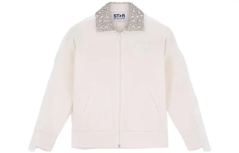 crystal collar zip-up jacket