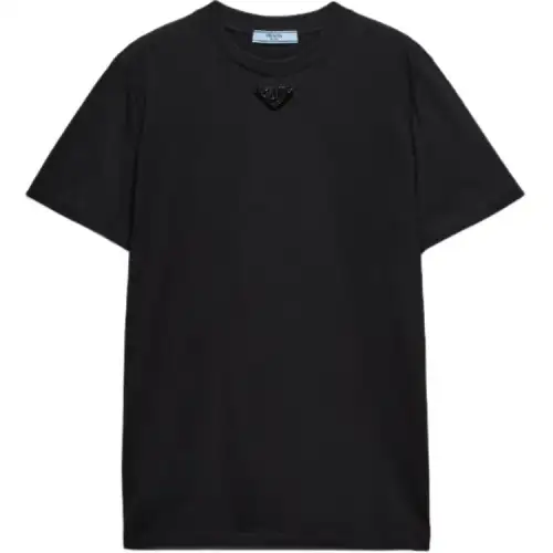 PRADA T Shirts Women's Black Crew Neck Moderate Straight Fit
