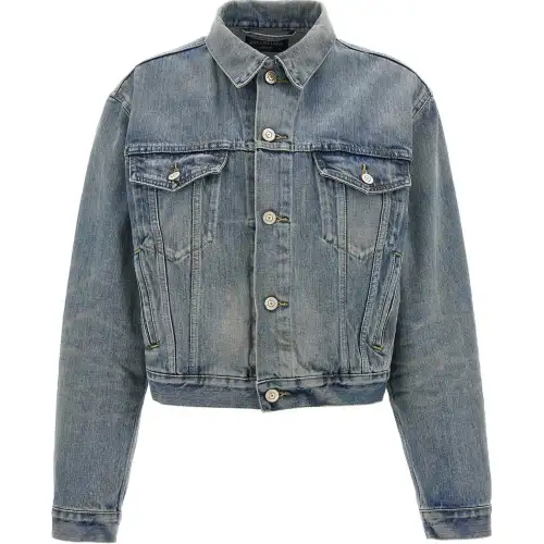 Balenciaga Collared Button Up Denim Jacket