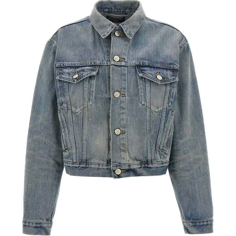 Balenciaga Collared Button Up Denim Jacket