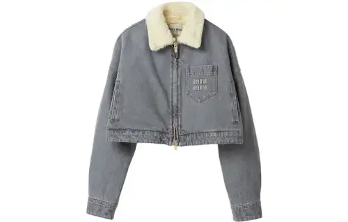 MIU MIU Shearling collar Denim Jacket
