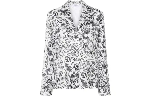 OFF-WHITE floral-print satin shirt