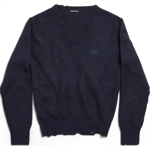 Balenciaga Laurel Classic V neck Destroyed Sweater