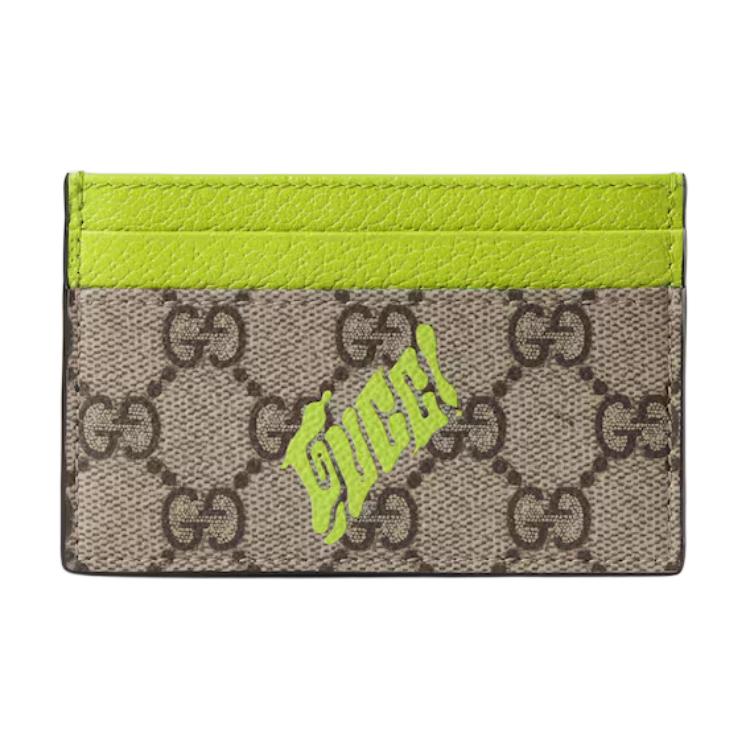 Мужской кардхолдер Gucci GG Monogram (бежево-зеленый)