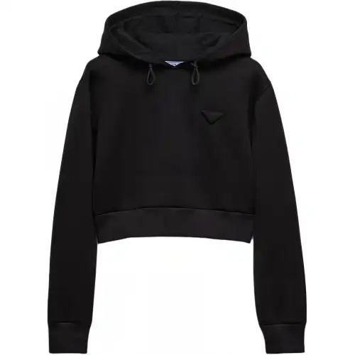PRADA Sweatshirts Women's Black Hooded Moderate Regular