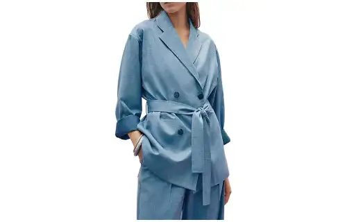 HERMES Jackets Women's Blue Lapel Moderate Other