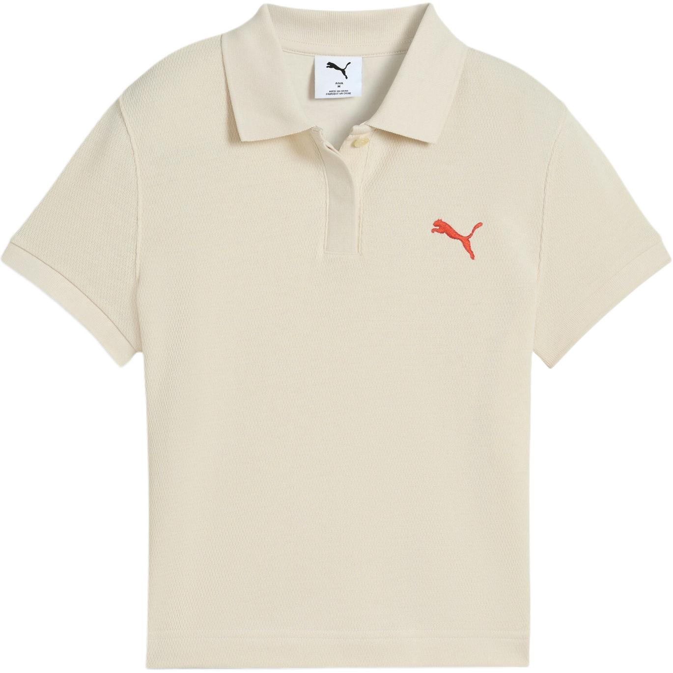 PUMA Puma, retro sports white polo for leisure, with embroidery, with your logo imprint, slim fit, with short sleeve