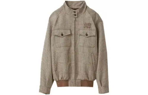 MIU MIU Jackets Women's Tobacco Stand Collar Moderate Other