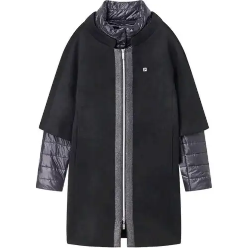 FILA Jackets Women's Black Stand Collar Moderate Mock Two Piece