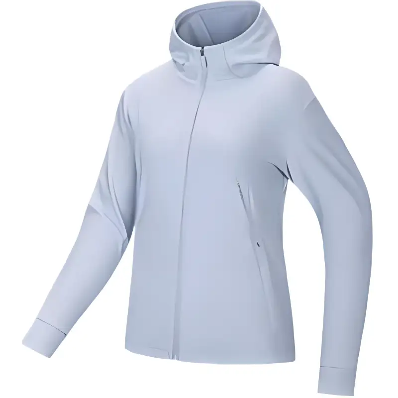 Anta Variety Training Collection Sports Thermal Hooded Fleece Lined Knitwear Women's Milky Gray Blue