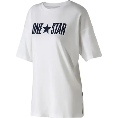 Converse Drop Shoulder Sleeve T Shirt Women's White
