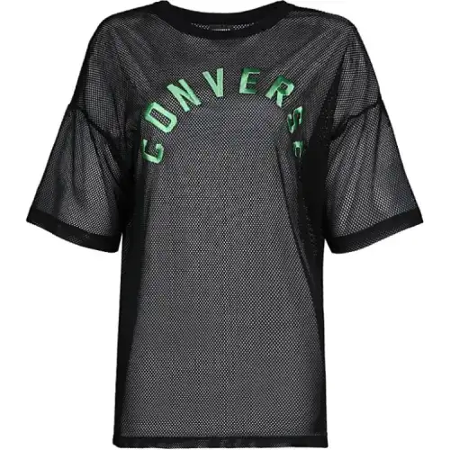 Converse T Shirts Women's Black Crew Neck Moderate