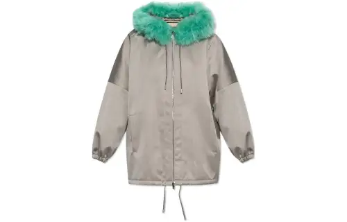 GUCCI Shearling Trim Hooded Jacket