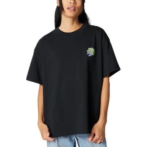 Converse T Shirts Women's Black Crew Neck Moderate