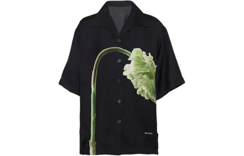 PRADA Printed Twill Shirt Women's Black