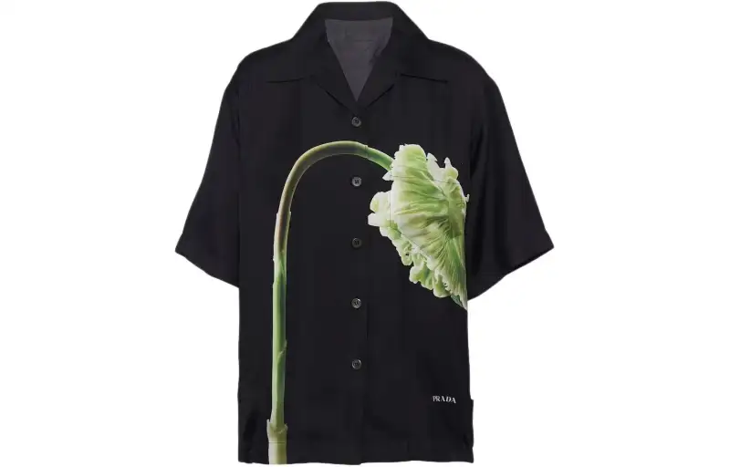 PRADA Printed Twill Shirt Women's Black